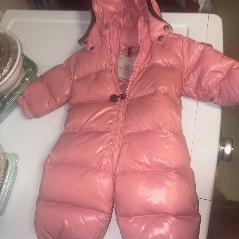 Moncler Pink Baby Snowsuit with Hood